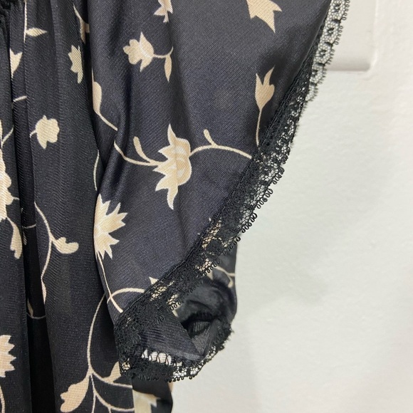 Vintage Black Lace Maxi Slip Dress Nightgown Boudoir Trad Sheer Floral Lace M - Picture 4 of 11